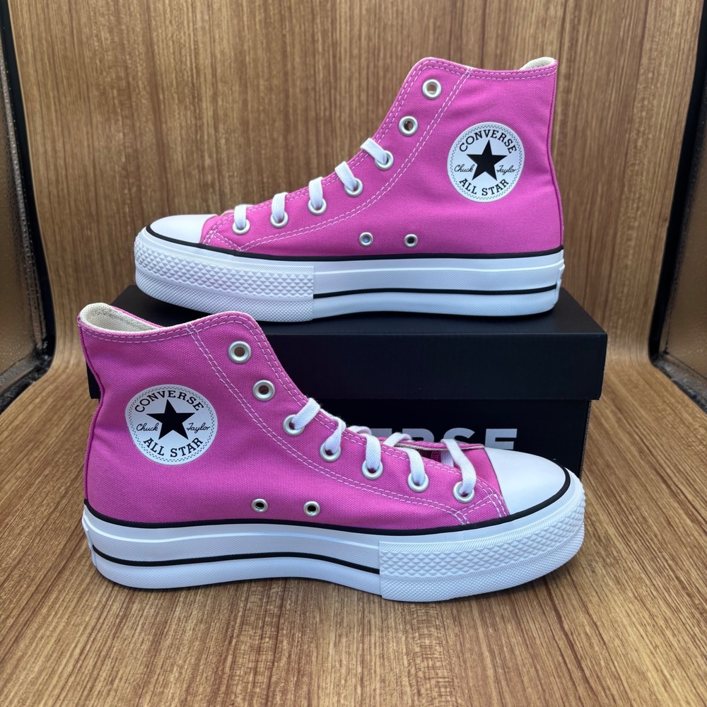 Converse CTAS Lift Hi Women 8 Pink Shocking Orchid Platform Sneakers A16101F NEW